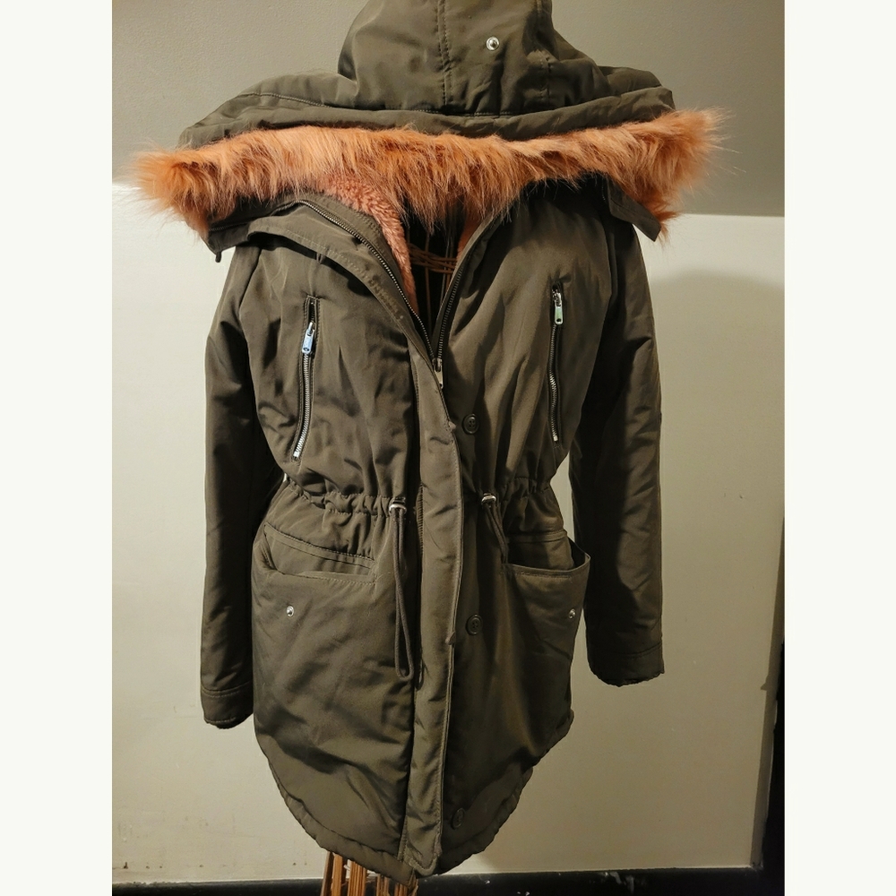 Faux fur lined coat
